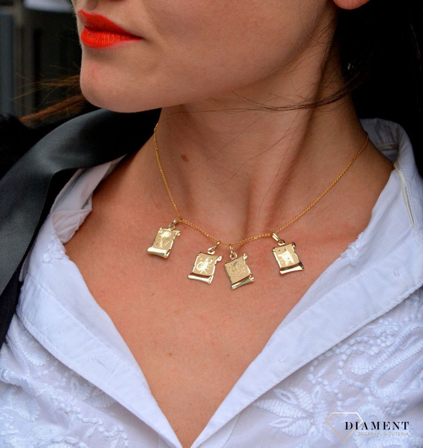 Złota zawieszka znak zodiaku Waga ..jpg